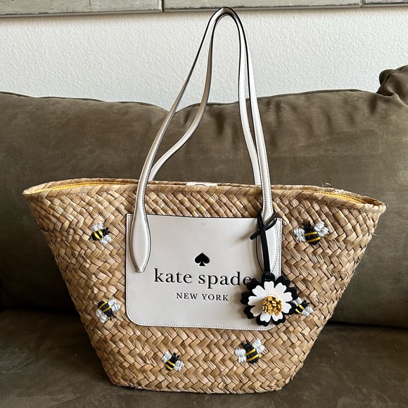kate spade Bags Kate Spade Honey Bee Straw Shoulder Tote Bag Poshmark